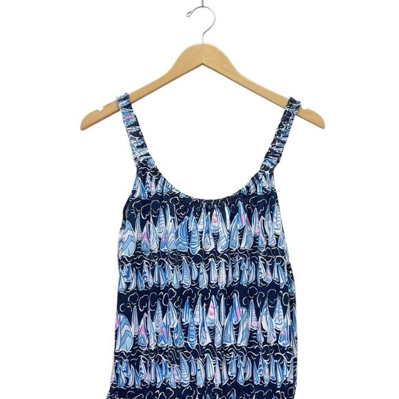 Lilly Pulitzer Loro Romper Skort Size Medium in Low Tide Navy Sails & Stripes - Picture 5 of 13